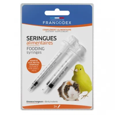 Seringues alimentaires, (lot de 2) pour oiseaux et rongeurs.