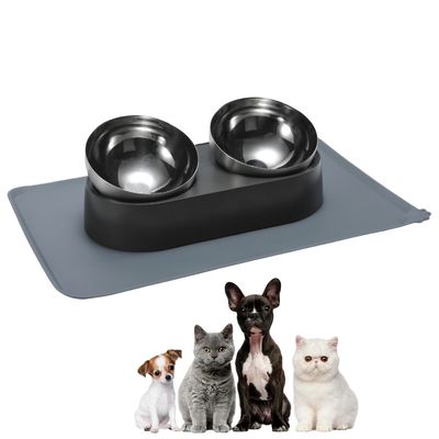 Pawzy Double bol en acier inoxydable pour animaux de compagnie