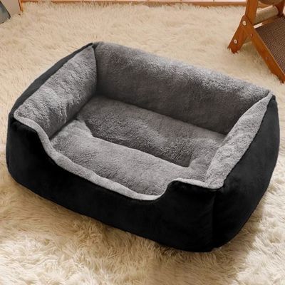 Pawzy Nid d'hiver en carré pour chien et chat Noir