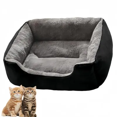 Pawzy Nid d'hiver en carré pour chien et chat Noir