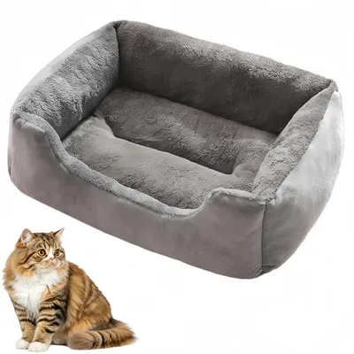 Pawzy Nido de invierno cuadrado para perros y gatos, gris