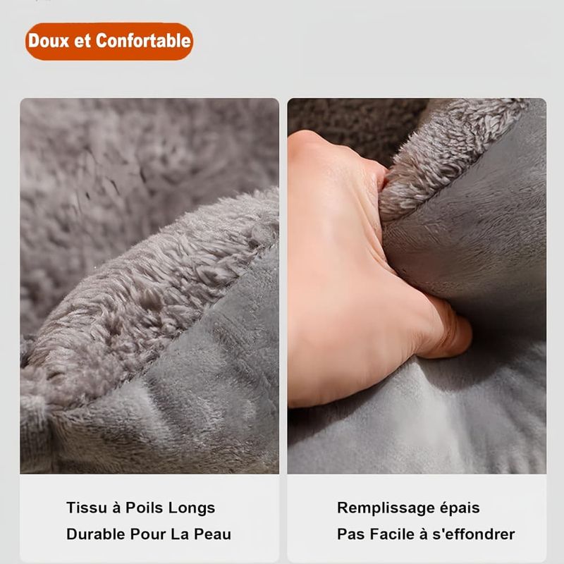 Pawzy Nid d'hiver en carré pour chien et chat Gris