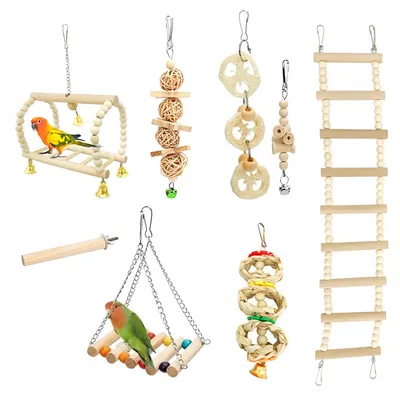 FurryFusion lot de 8 Jouet en bois pour perroquet FurryFusion lot de 8 Jouet en bois pour perroquet