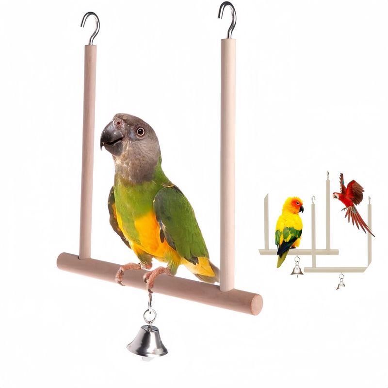 Pawzy Balançoire en bois naturel pour oiseaux