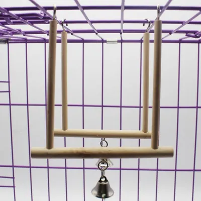 Pawzy Balançoire en bois naturel pour oiseaux