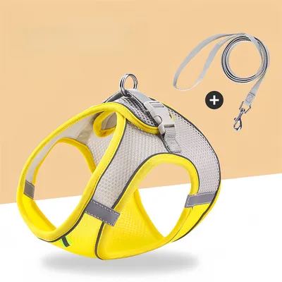 Pawzy Ensemble harnais et laisse pour chats jaune Pawzy Ensemble harnais et laisse pour chats jaune