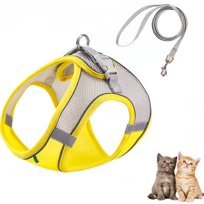 Pawzy Ensemble harnais et laisse pour chats jaune Pawzy Ensemble harnais et laisse pour chats jaune