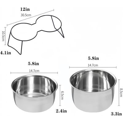 Pawzy Gamelle double bol anti-retournement chien/chat - Inox