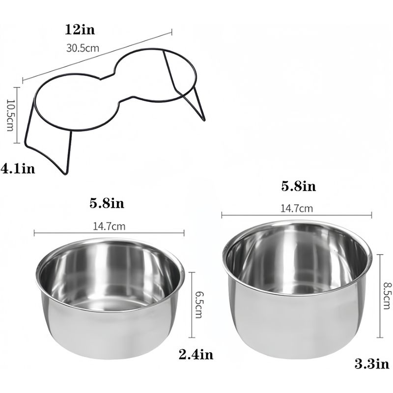 Pawzy Gamelle double bol anti-retournement chien/chat - Inox