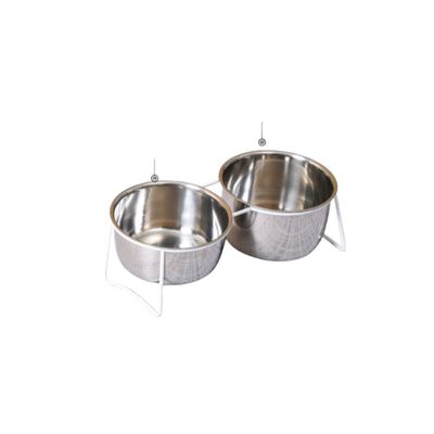Pawzy Gamelle double bol anti-retournement chien/chat - Inox