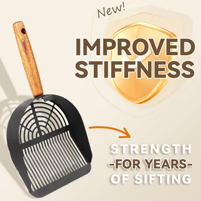 Pawzy Pelle litière chat - métal inox & manche bois