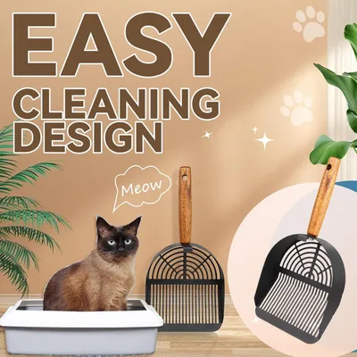 Pawzy Pelle litière chat - métal inox & manche bois