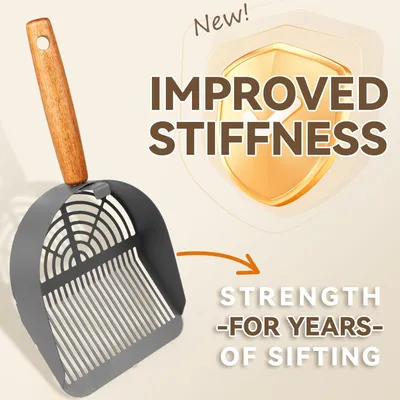 Pawzy Pelle litière chat - métal inox & manche bois