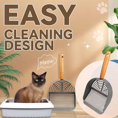 Pawzy Pelle litière chat - métal inox & manche bois