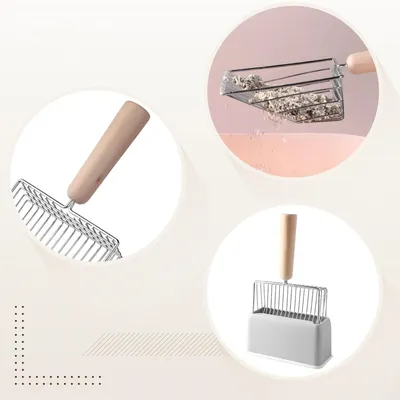 Zoomtopia Pelle à litière en métal avec manche en bois