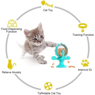 Pawzy Distributeur croquettes tournant pour chat