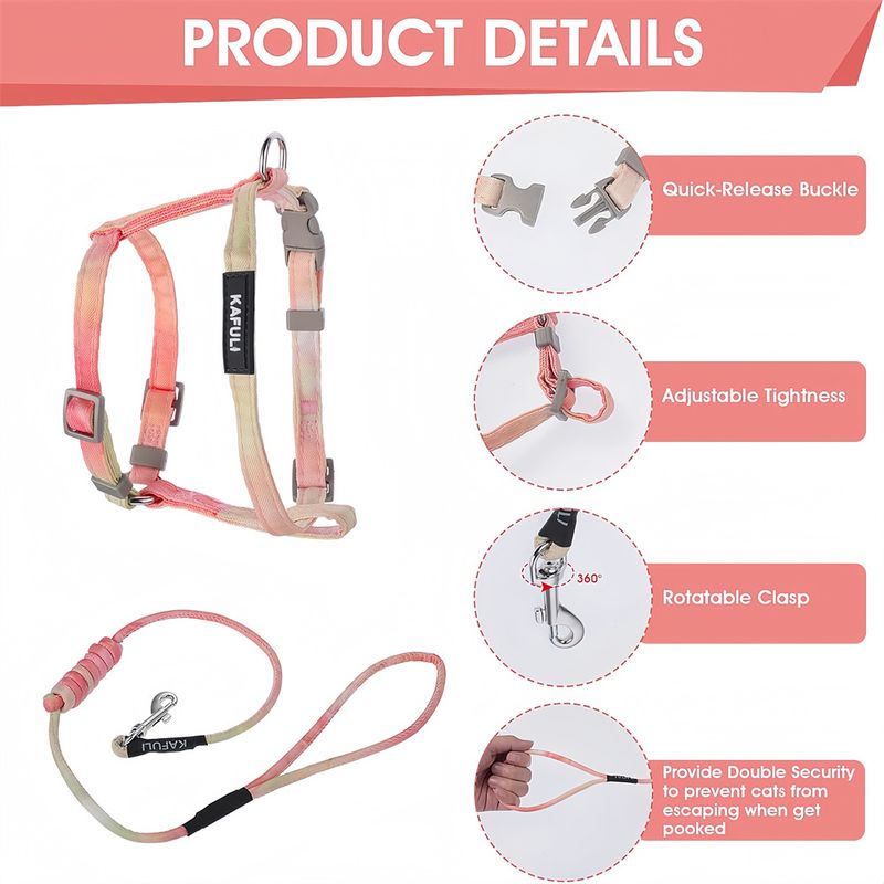 Pawzy Ensemble de laisse orange pour chat