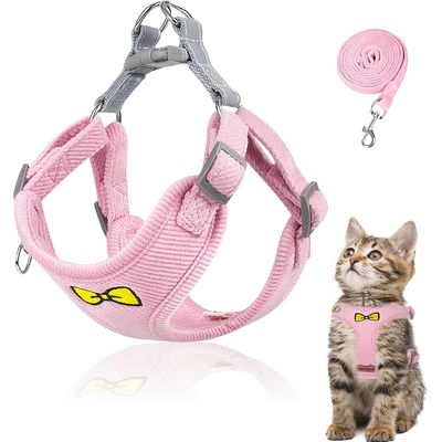 Zoomtopia Harnais réfléchissant pour chat avec laisse rose