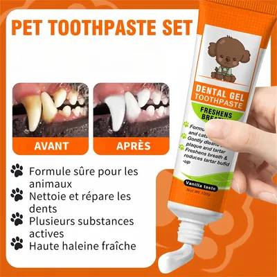 Pawzy Dentifrice et brosse à dents pour chien et chat