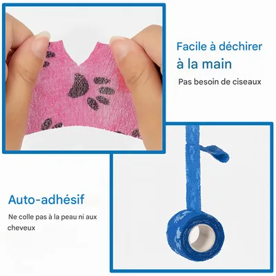Pawzy Bandage auto - adhésif pour animaux de compagnie 3 articles