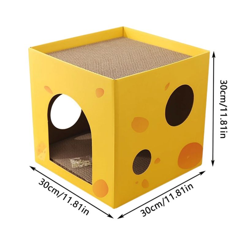 Pawzy Grattoir chat pliable - 2 niveaux carton (30*30*30cm)