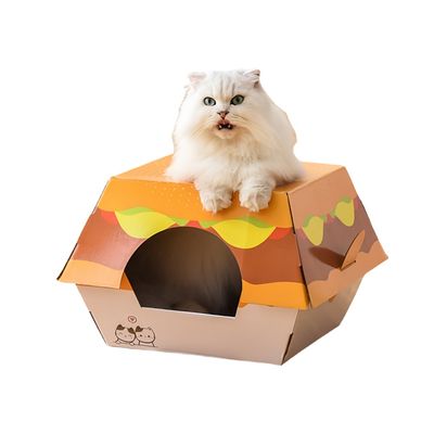 FurryFusion Nid à griffes pour chat en forme de hamburger