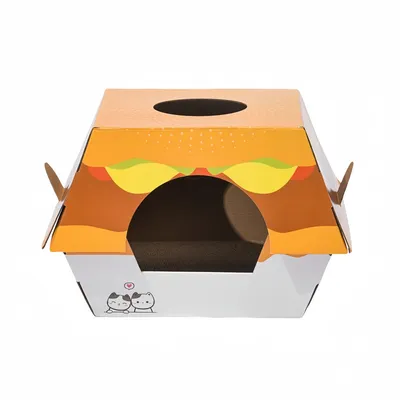 FurryFusion Nid à griffes pour chat en forme de hamburger