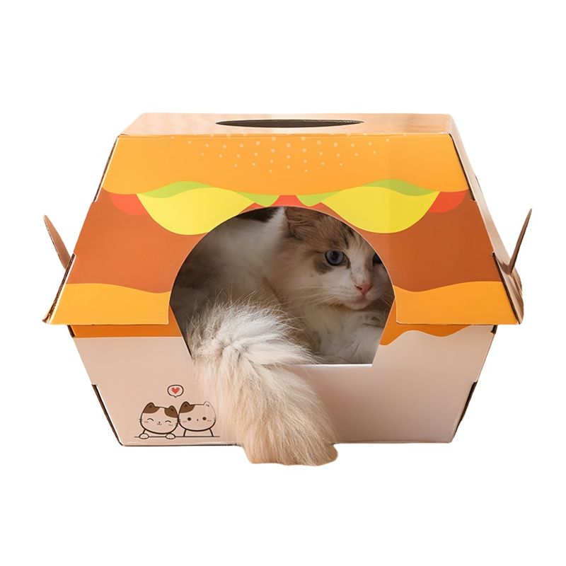 FurryFusion Nid à griffes pour chat en forme de hamburger