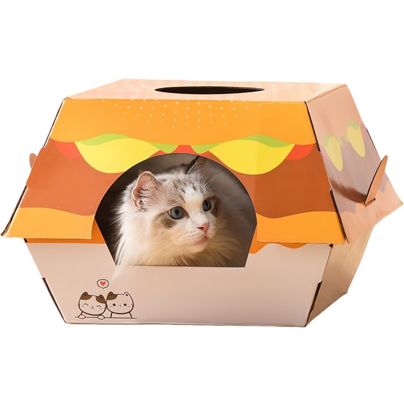 FurryFusion Nid à griffes pour chat en forme de hamburger