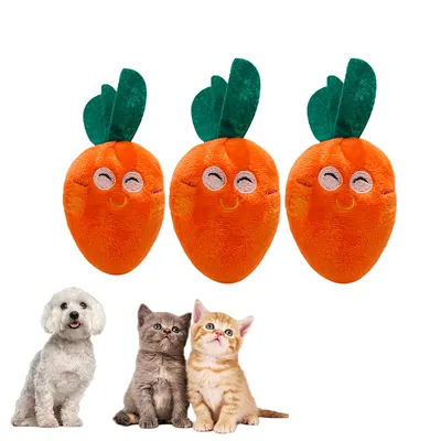 Pawzy Jouets carottes, adaptés aux chats et aux chiens, 3 pièces Pawzy Jouets carottes, adaptés aux chats et aux chiens, 3 pièces