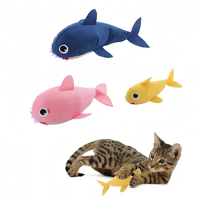 Pawzy Jouet pour chats - Famille de requins en peluche