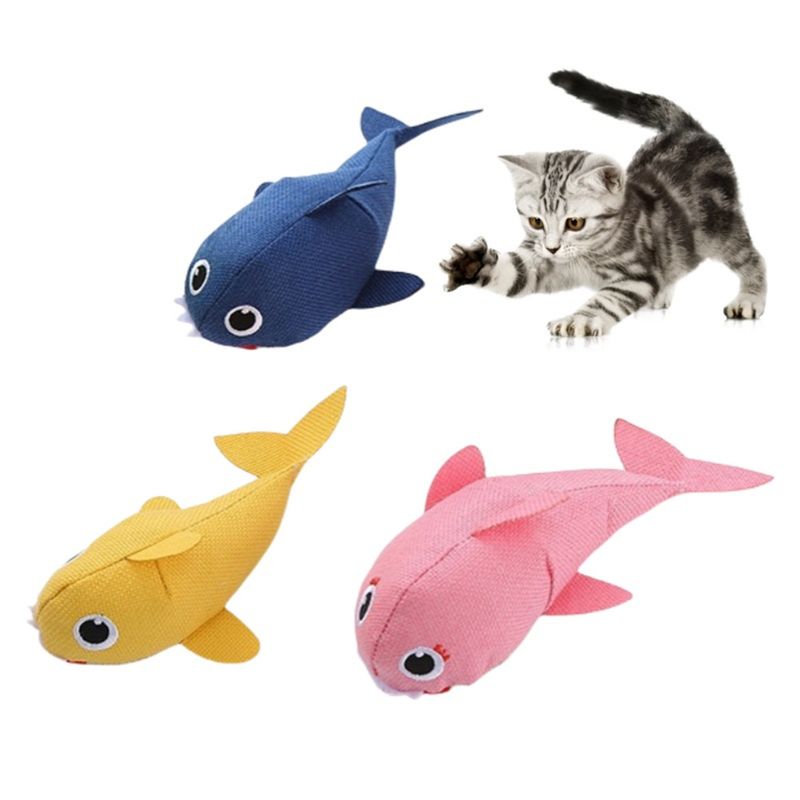 Pawzy Jouet pour chats - Famille de requins en peluche