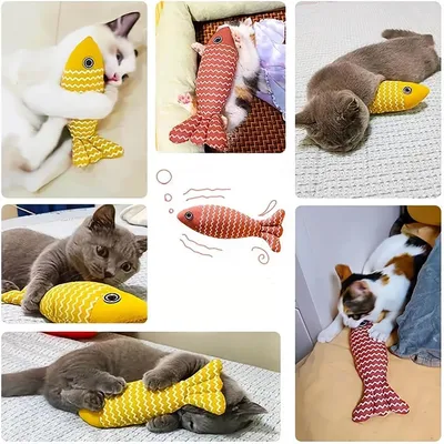 Pawzy Jouet poisson en toile de lin pour chat