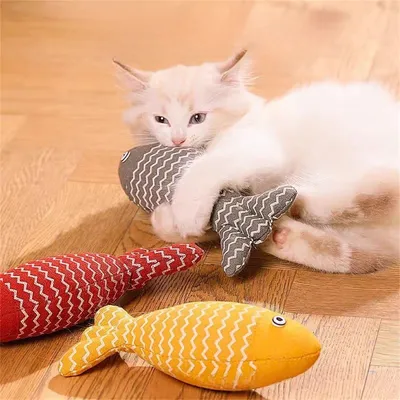 Pawzy Jouet poisson en toile de lin pour chat