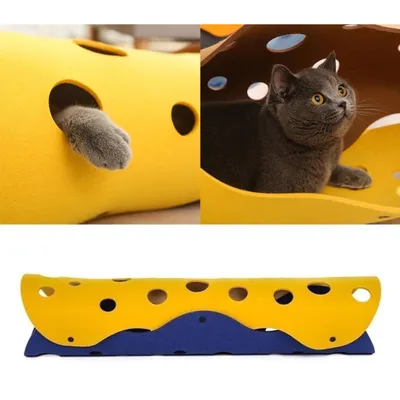 Pawzy Tunnel en feutre pour chat - jouet interactif pliable