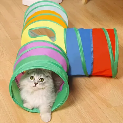 Pawzy Jouet tunnel arc-en-ciel pour chat