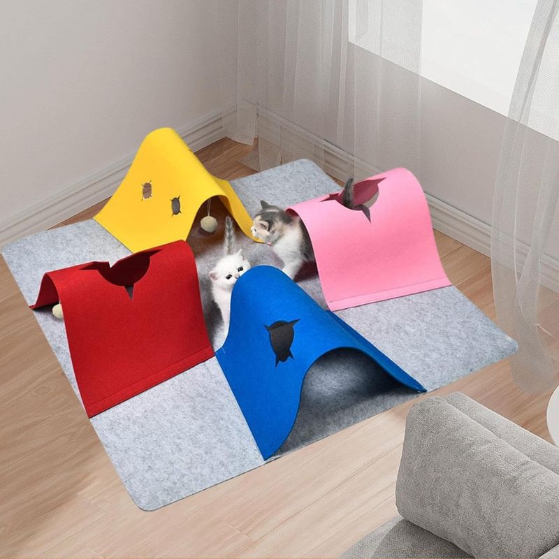 Pawzy Tunnel interactif pour chat - tapis de jeu portable