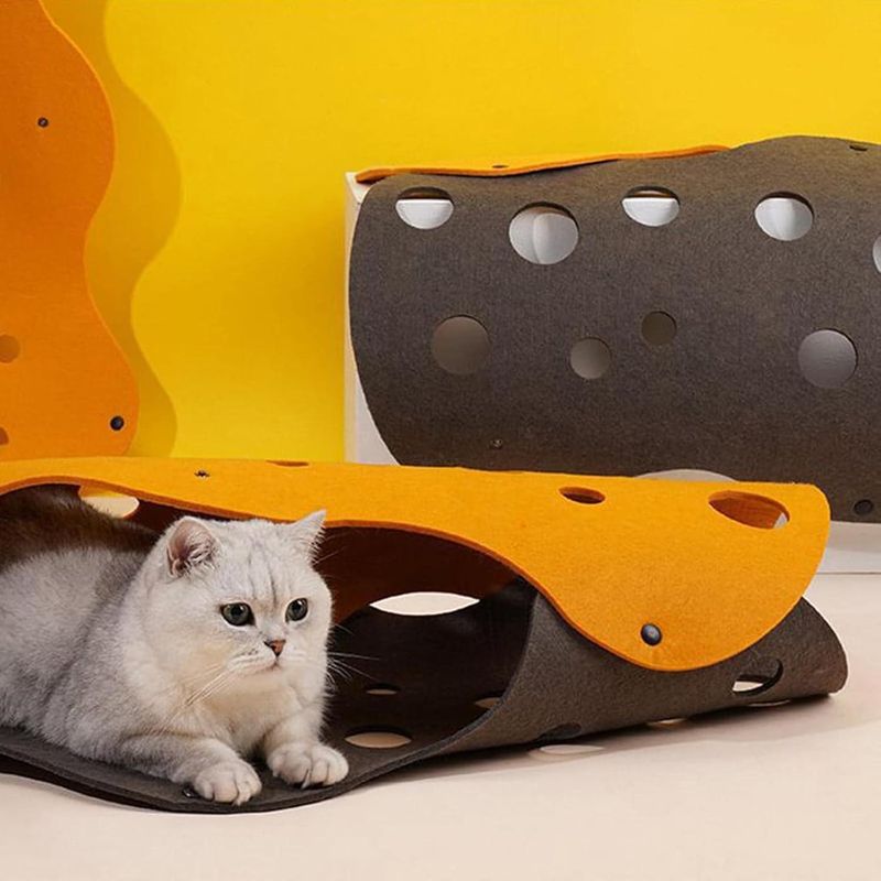 Pawzy Tunnel en feutre pour chat - jouet interactif pliable