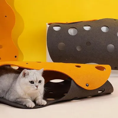 Pawzy Tunnel en feutre pour chat - jouet interactif pliable