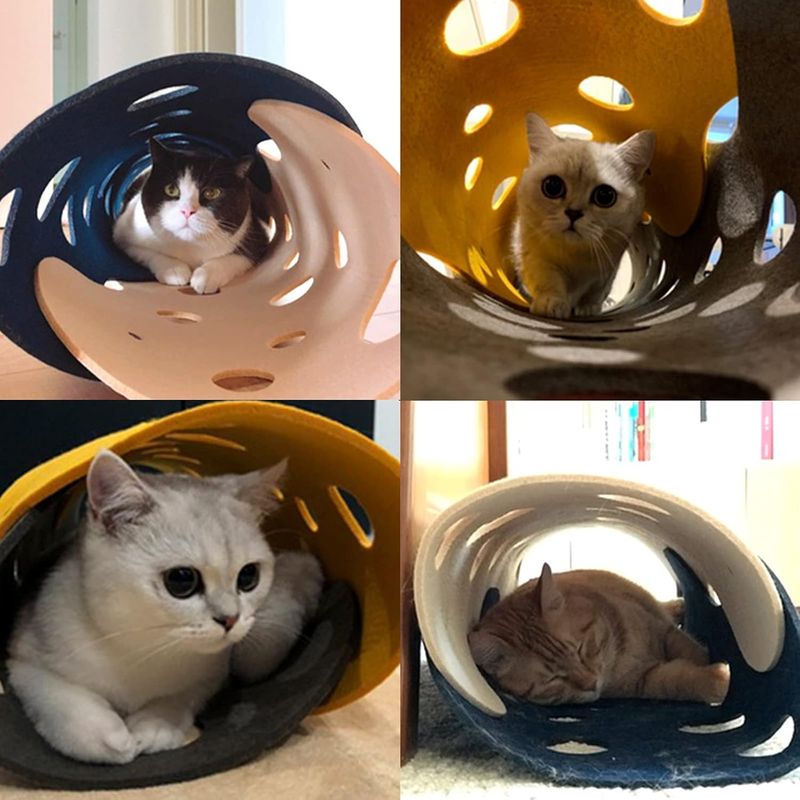 Pawzy Tunnel en feutre pour chat - jouet interactif pliable