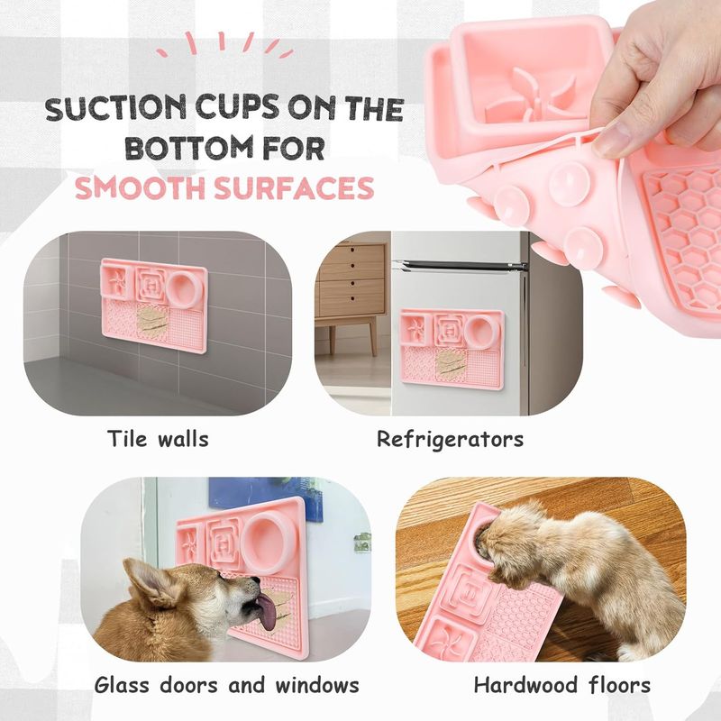 Pawzy apis à lécher antidérapant - Alimentation lente chien (rose)