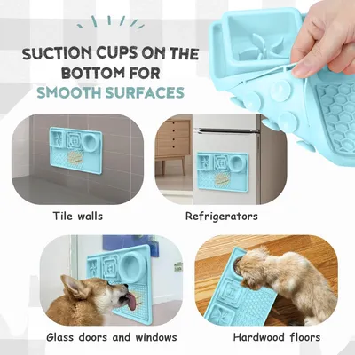 Pawzy apis à lécher antidérapant - Alimentation lente chien (Bleu)