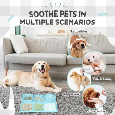 Pawzy apis à lécher antidérapant - Alimentation lente chien (Bleu)