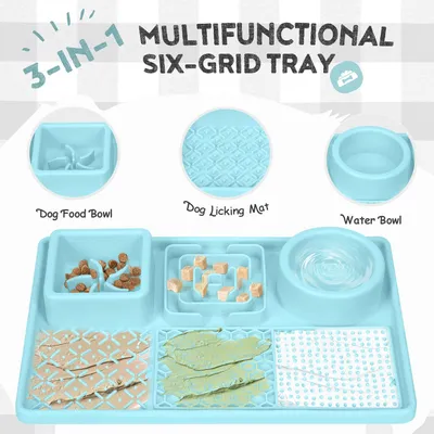 Pawzy apis à lécher antidérapant - Alimentation lente chien (Bleu)