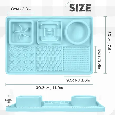 Pawzy apis à lécher antidérapant - Alimentation lente chien (Bleu)