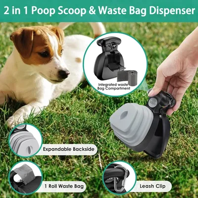 UAMLY Recogedor de excrementos de mascotas con dispensador de bolsas