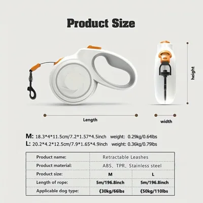 Pawzy Laisse rétractable sans torsion - antidérapante