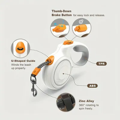 Pawzy Laisse rétractable sans torsion - antidérapante