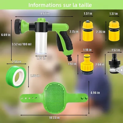 Pawzy Pistolet de douche pour animaux de compagnie