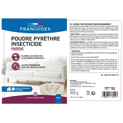 Francodex - Poudre insecticide pyrèthre Habitat 500g